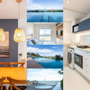 Apto P�� na Areia Vista Mar Incrível Condo Resort Completo com Piscina Infinita, Beach Tennis, Academia, Sala de Jogos, Brinquedoteca, Playground e Portaria 24H 3 Quartos com Ar-Condicionado, Churrasq